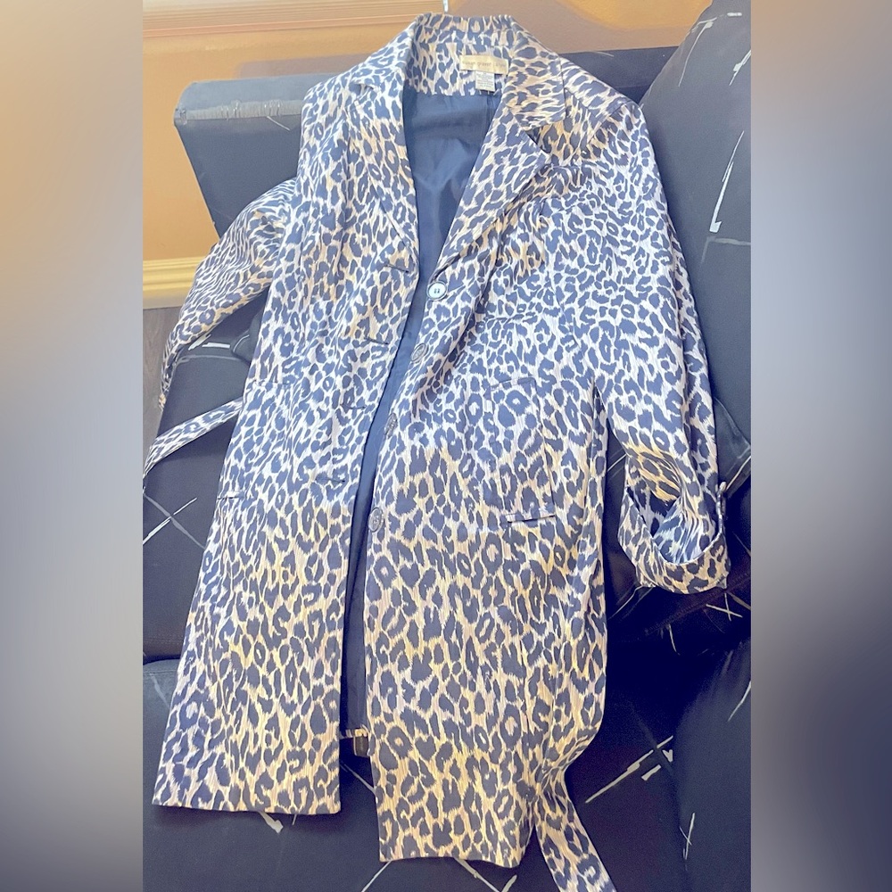 Pre-Owned Purple Leopard Print Susan Graver Raincoat